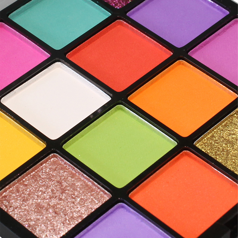 картинка Тени для век Triumf Creativa Palette палетка 16 оттенков, разноцветная палетка с розовым глиттером, тон 04 