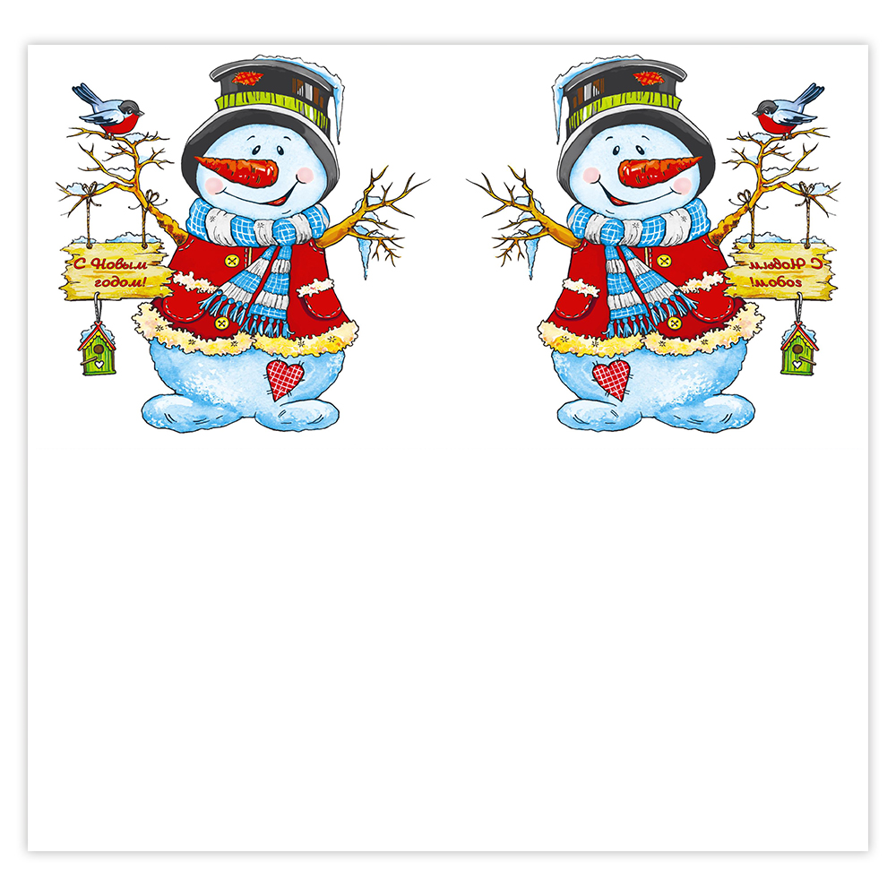 картинка Салфетки бумажные Гармония цвета Снеговичок, 24*24 см, 100 листов 