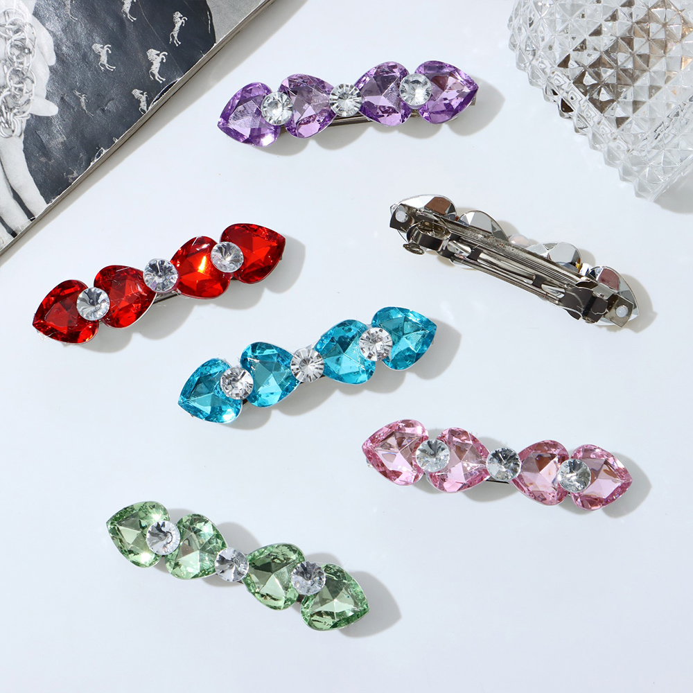 картинка Заколка-автомат для волос 2788980 Грани, сердечки, в ассортименте, 8 см 