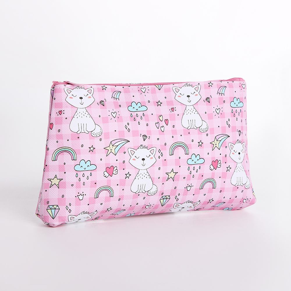 картинка Косметичка 9889432 на молнии 19*2*10 см, искусственная кожа, розовый с рисунком 