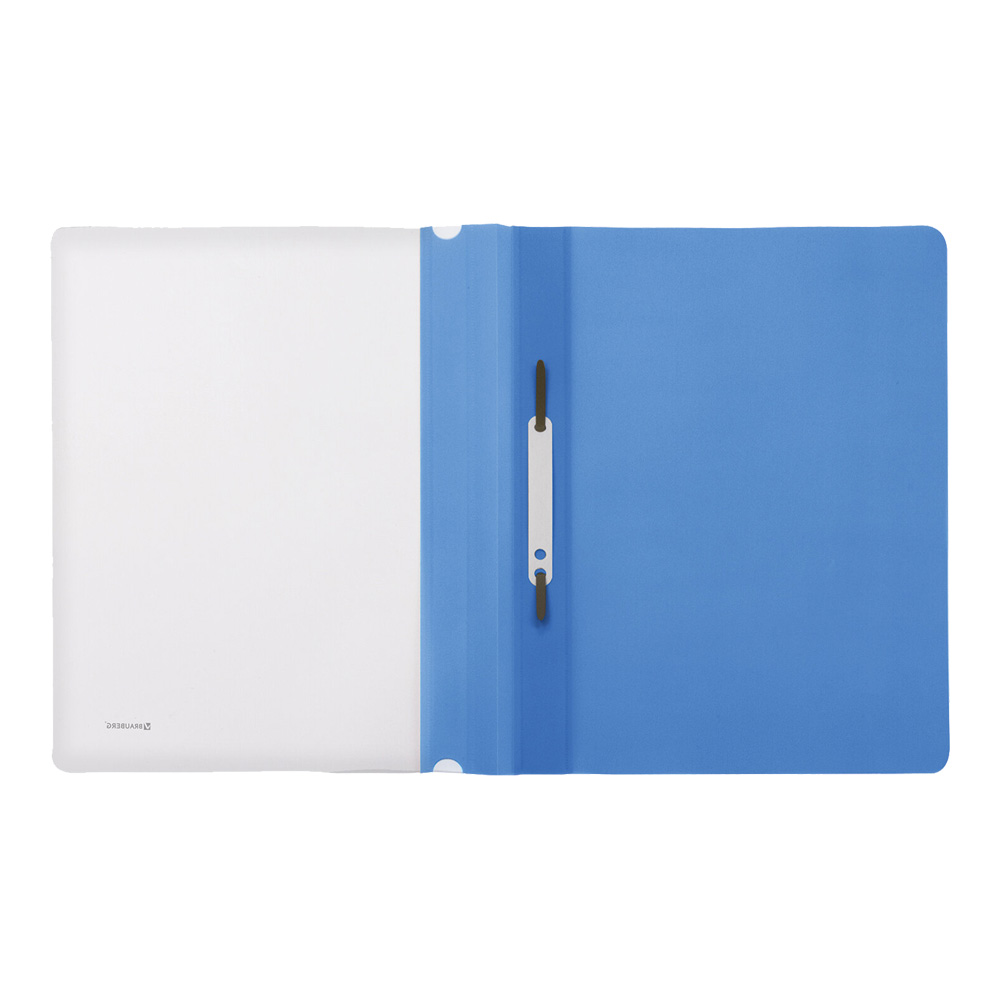 Скоросшиватель пластиковый Brauberg 220386 А4, 130/180 мкм, цвет: голубой