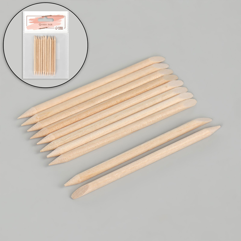 картинка Палочки для кутикулы Queen fair 1270999 апельсиновые, деревянные 10 шт 7 см 