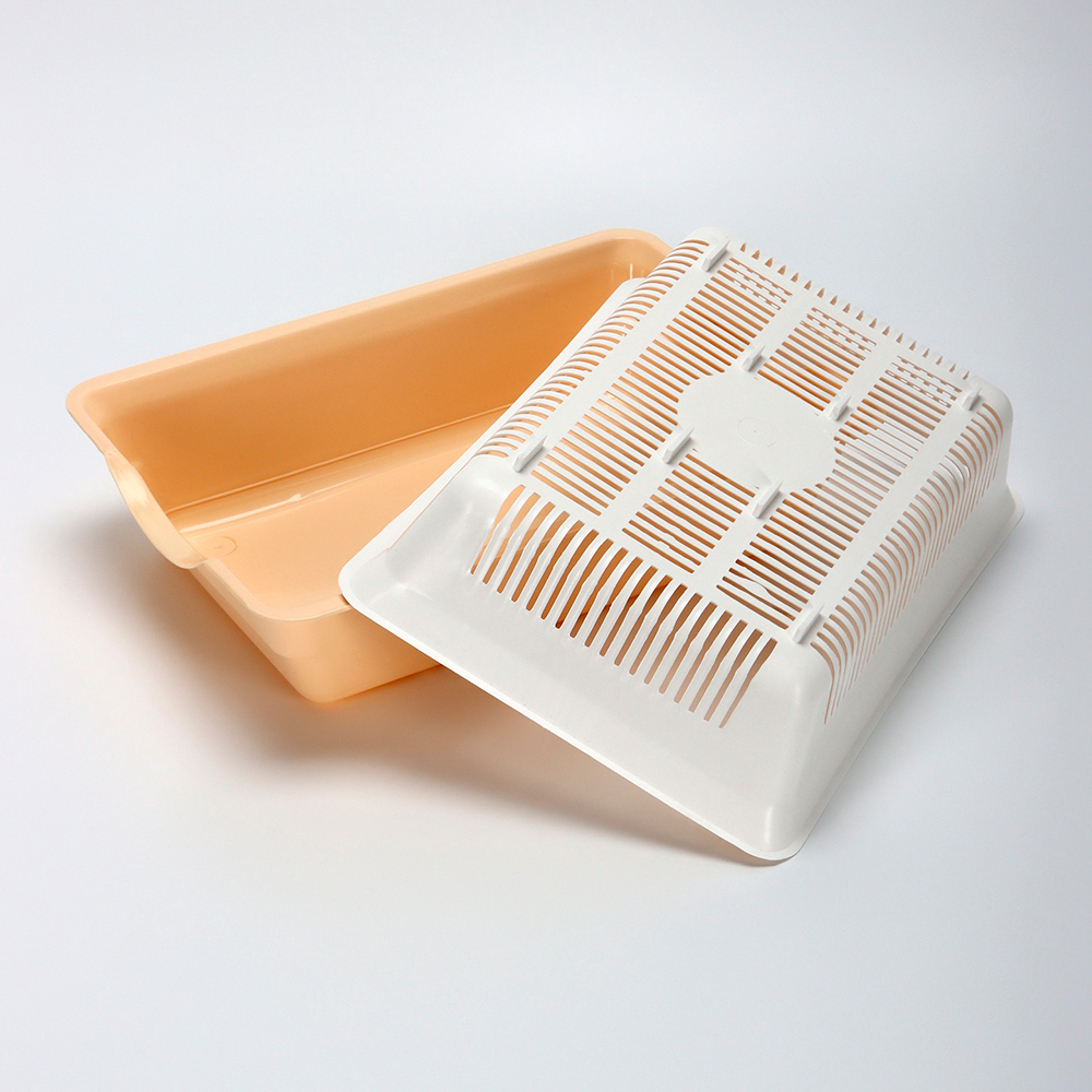 картинка Лоток для кошек 10878401 глубокий с сеткой, 36*25*9см, белый/бежевый 