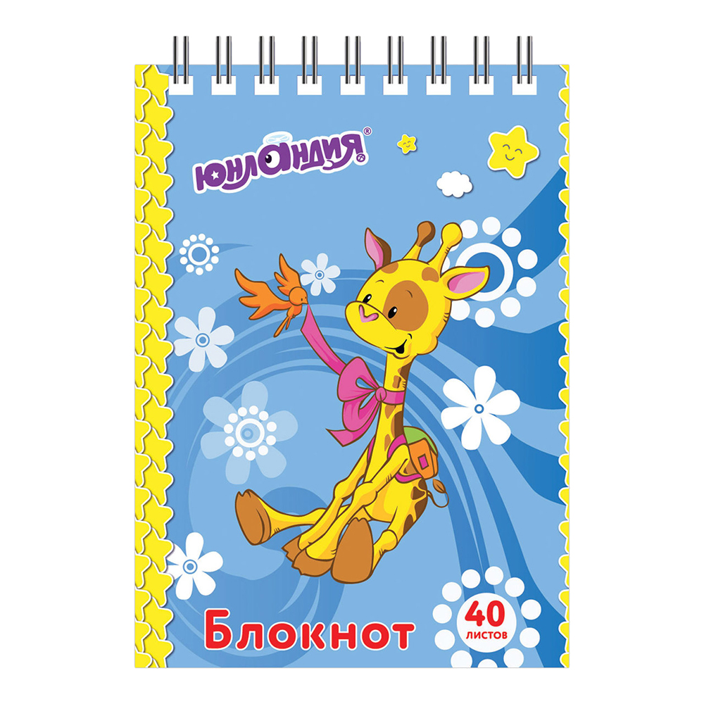 Блокнот Юнландия 129860 Мультяшки, А7 75*105мм, гребень, в клетку, 40 листов