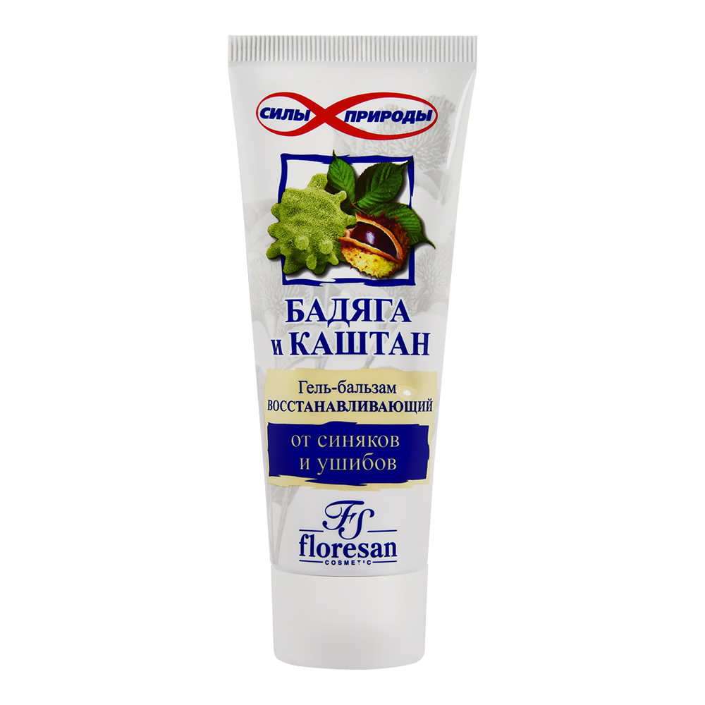 картинка Гель-бальзам для тела Floresan восстанавливающий Бадяга и каштан Ф193,от синяков и ушибов, 75 мл 
