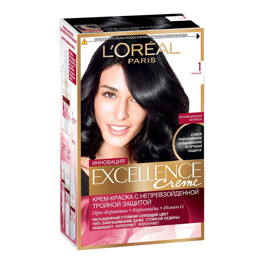 картинка Краска для волос L'Oreal Excellence Creme без аммиака тон 3 U, Универсальный темно-каштановый 