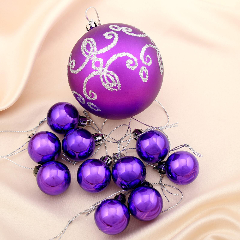 Набор новогодних шаров 4192756 Глория вензель, пластик, сиреневый, 11шт