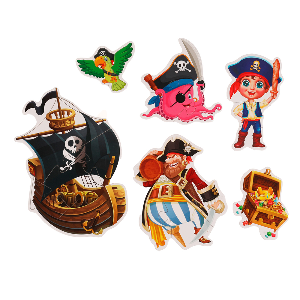 картинка Пазл 327334 Храбрые пираты, макси 150*180*40, 6 элементов 