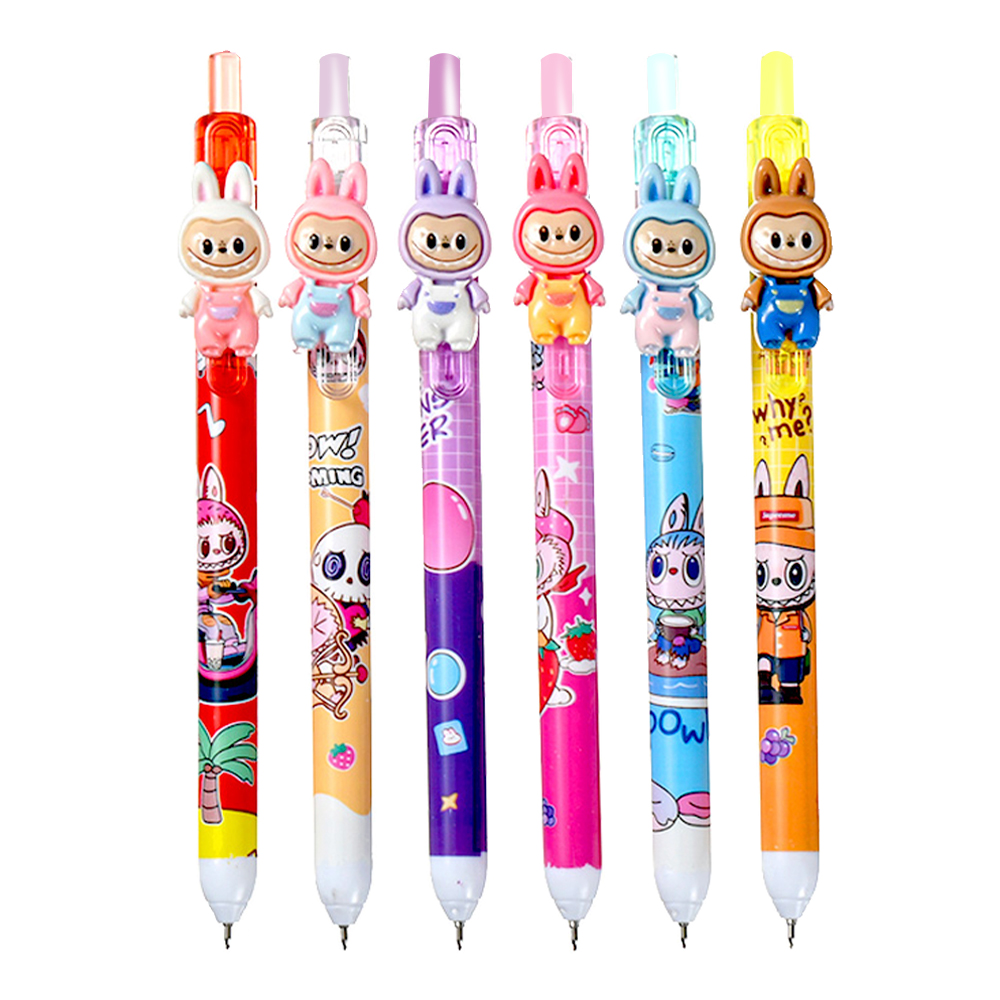 Ручка-автомат A8009 гелевая Зубастик,6 дизайнов,пишущий узел 0,5мм, синий