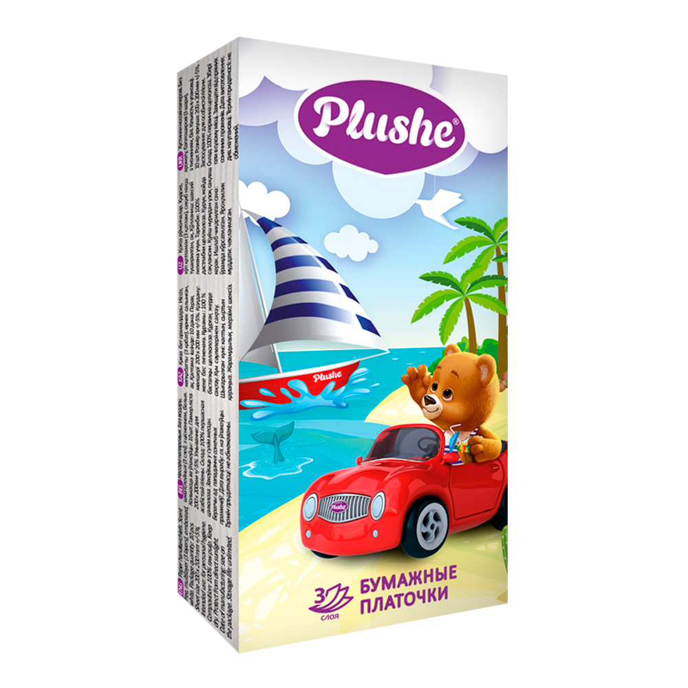 Платки бум. Плюше 3-х сл.