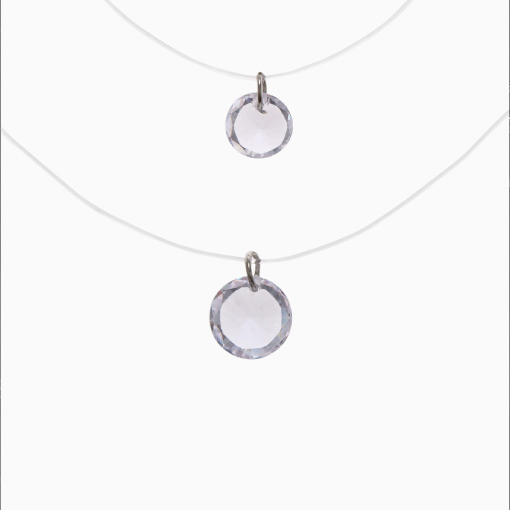 Бижутерия Queen Fair 6629517 Кулон на леске, Двойной лед, леска, искусственный фианит, бижутерный сплав, белый, 40 см