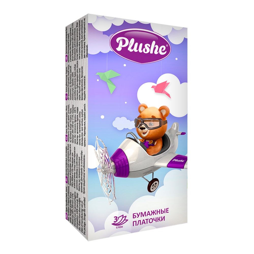 Платки бум. Плюше 3-х сл.