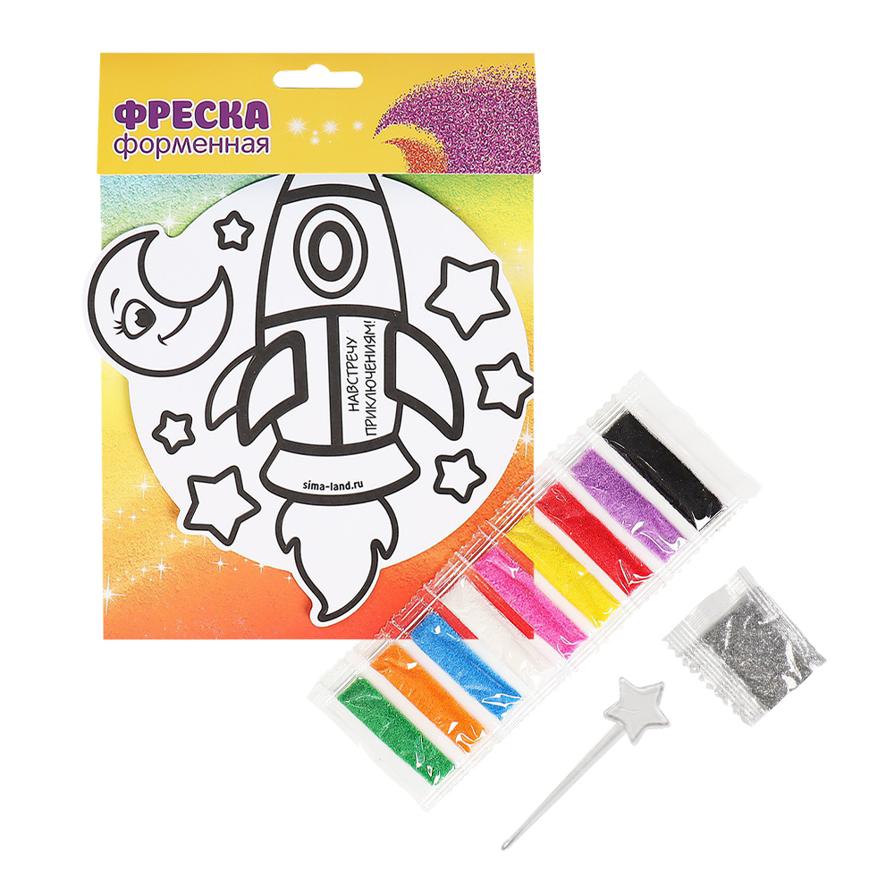 картинка Фреска 1104996 форменная с блёстками Ракета 