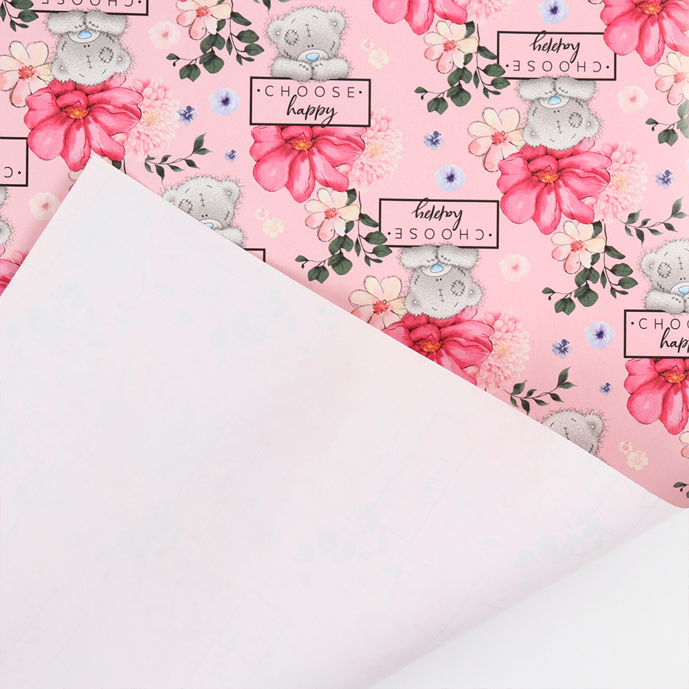 Бумага упаковочная 7412303 глянцевая, Цветы 100*70 см, розовый