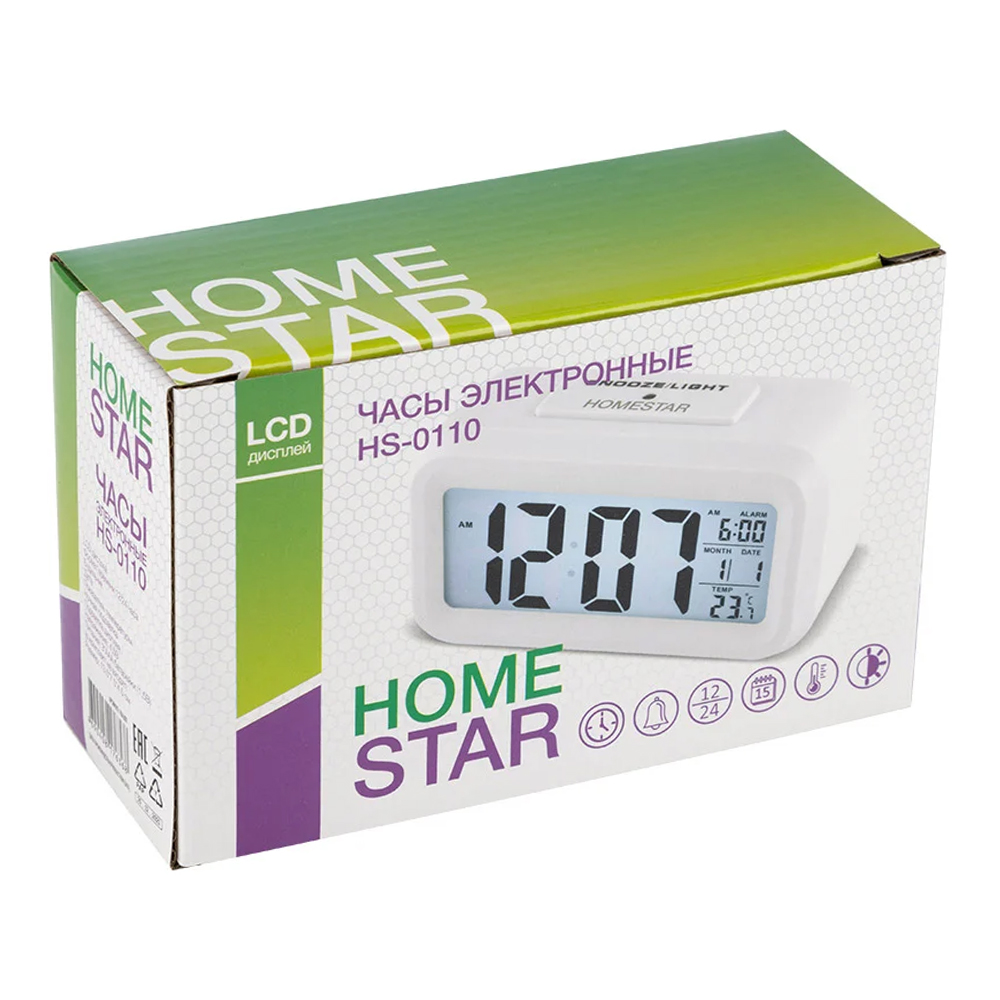 картинка Часы будильник HomeStar 0110 бел 