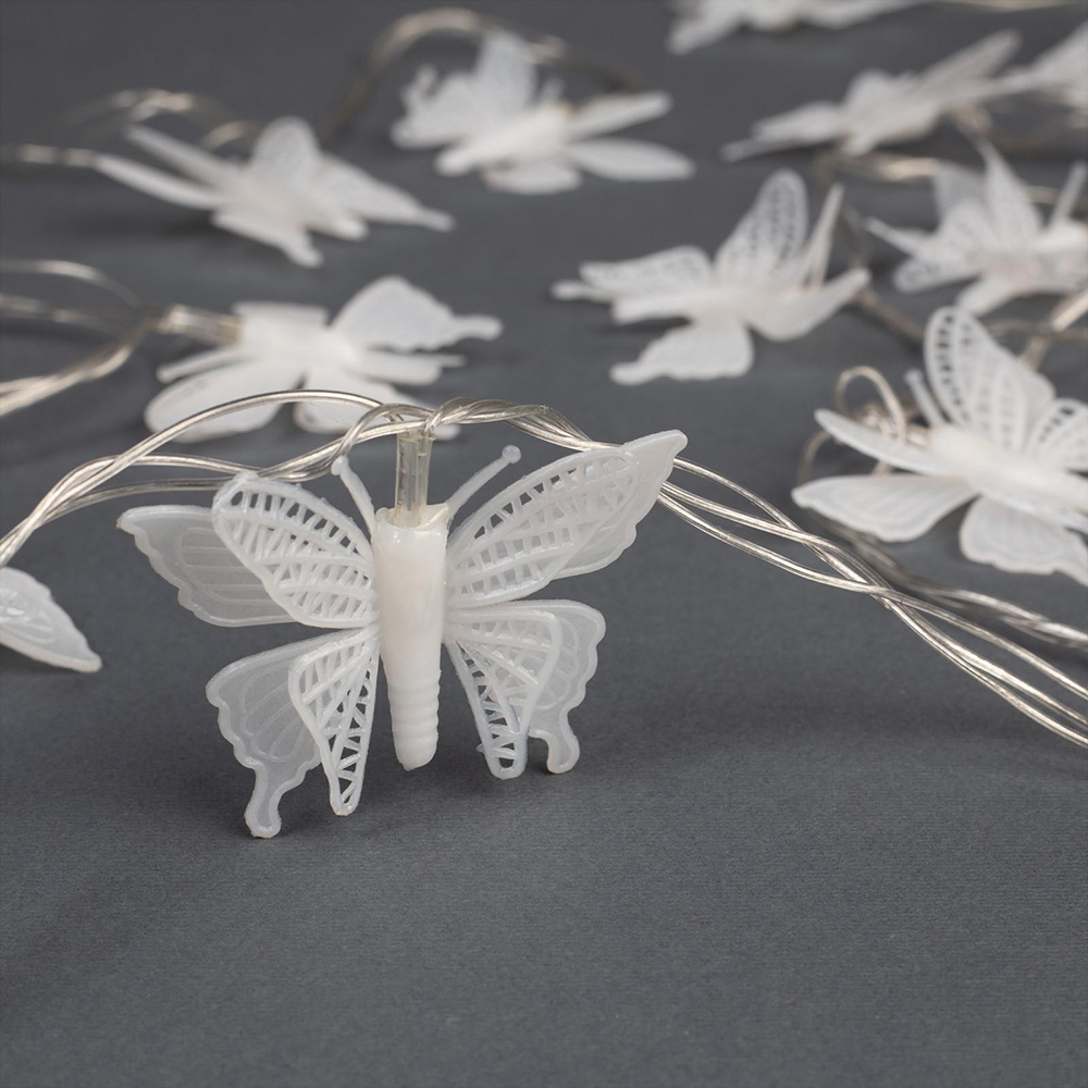 Новогодняя Гирлянда 1080384 Бабочки малые, светодиодная, свечение мульти, нить прозрачная, 5 м, 20 лампочек