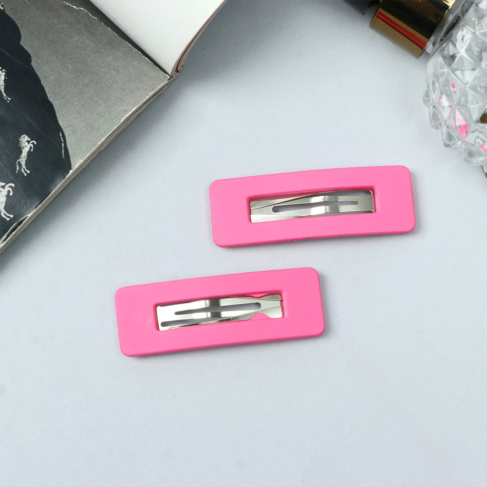 картинка Зажим для волос Queen fair 10105105 матовый прямой, розовый, 2 шт 5 см 