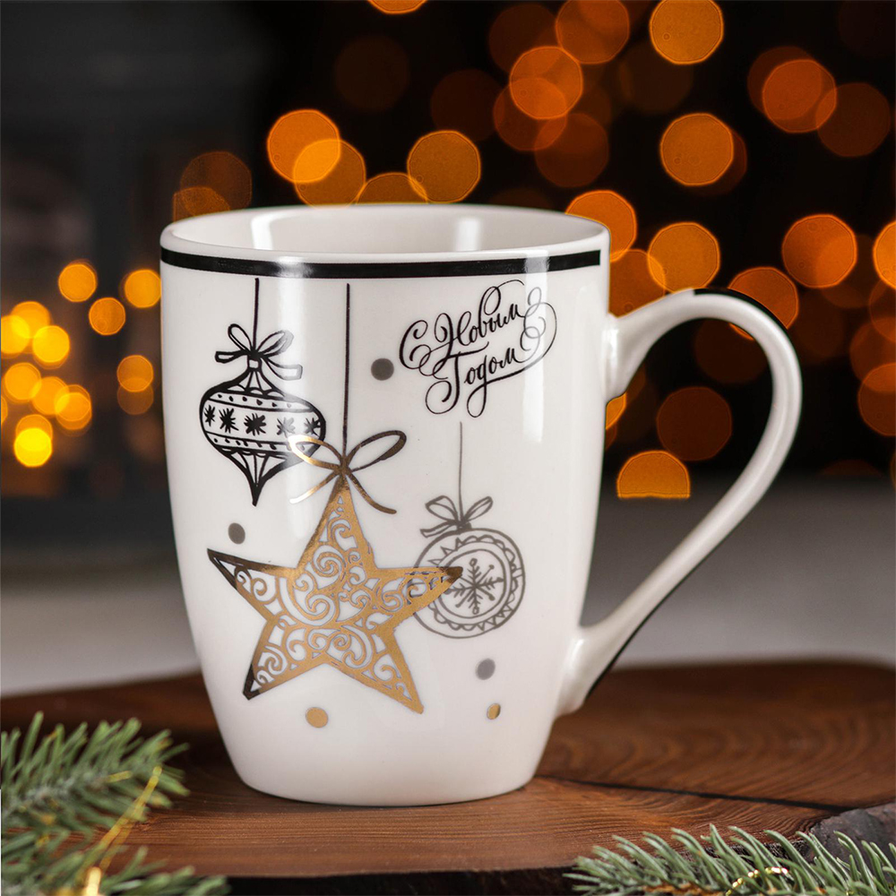 Кружка керамическая Доляна4274041 Новогодняя звезда, 350 мл