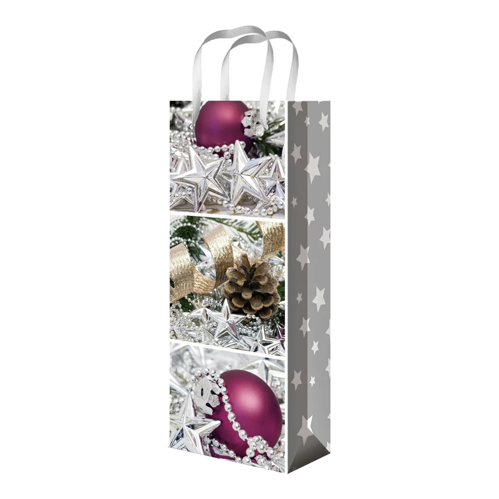 Пакет подарочный для бутылок B-427/428/429/430/431 Новогодний 12*36*8 см, микс