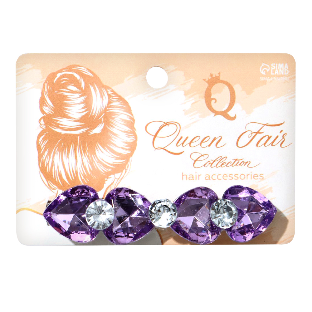 картинка Заколка-автомат для волос 2788980 Грани, сердечки, в ассортименте, 8 см 