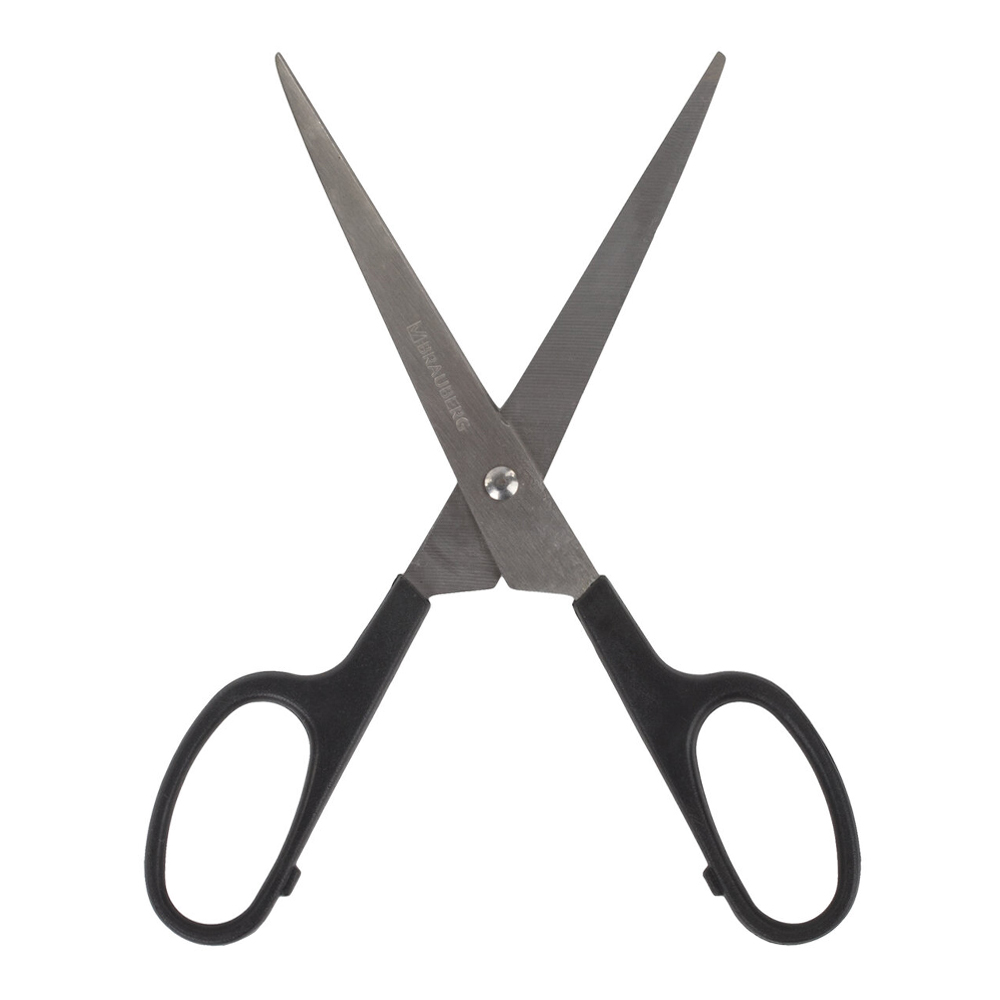 Ножницы канцелярские Brauberg 237096 Standard, 2-х сторонняя заточка, цвет: черный, 180 мм
