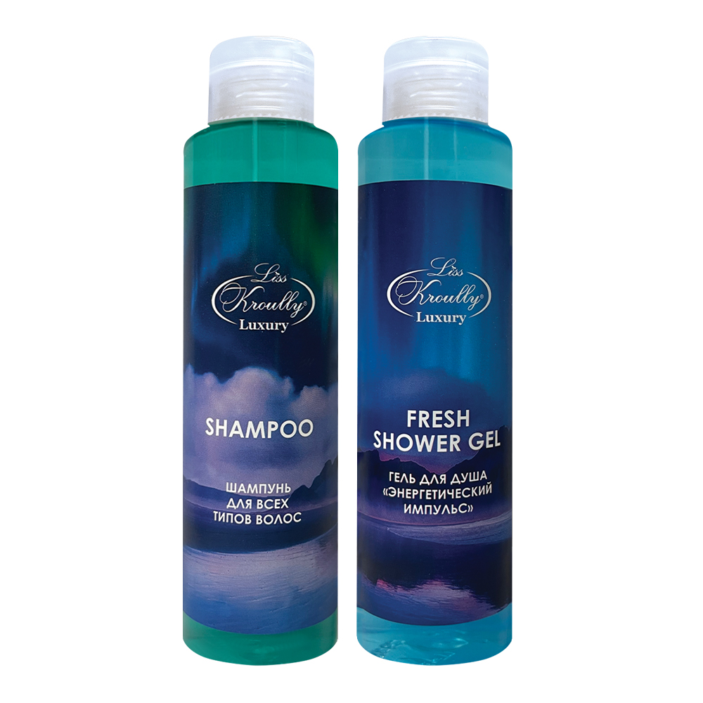 картинка Набор подарочный Liss Kroully (шампунь для всех типов волос 260 мл + гель для душа Энергетический импульс 260 мл), женский 