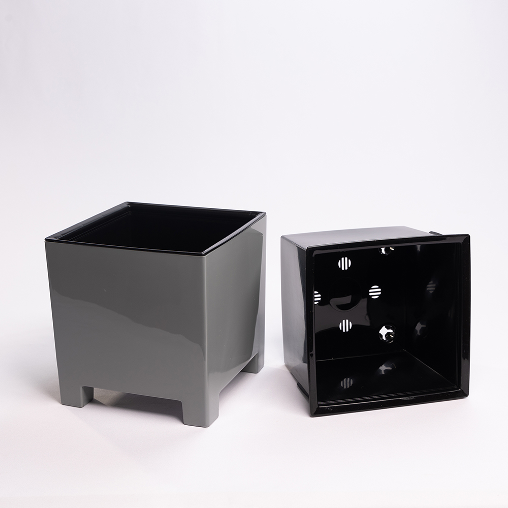 картинка Кашпо НР14-70 Нард, пластиковое с вкладышем, серый муссон, 2,1 л 