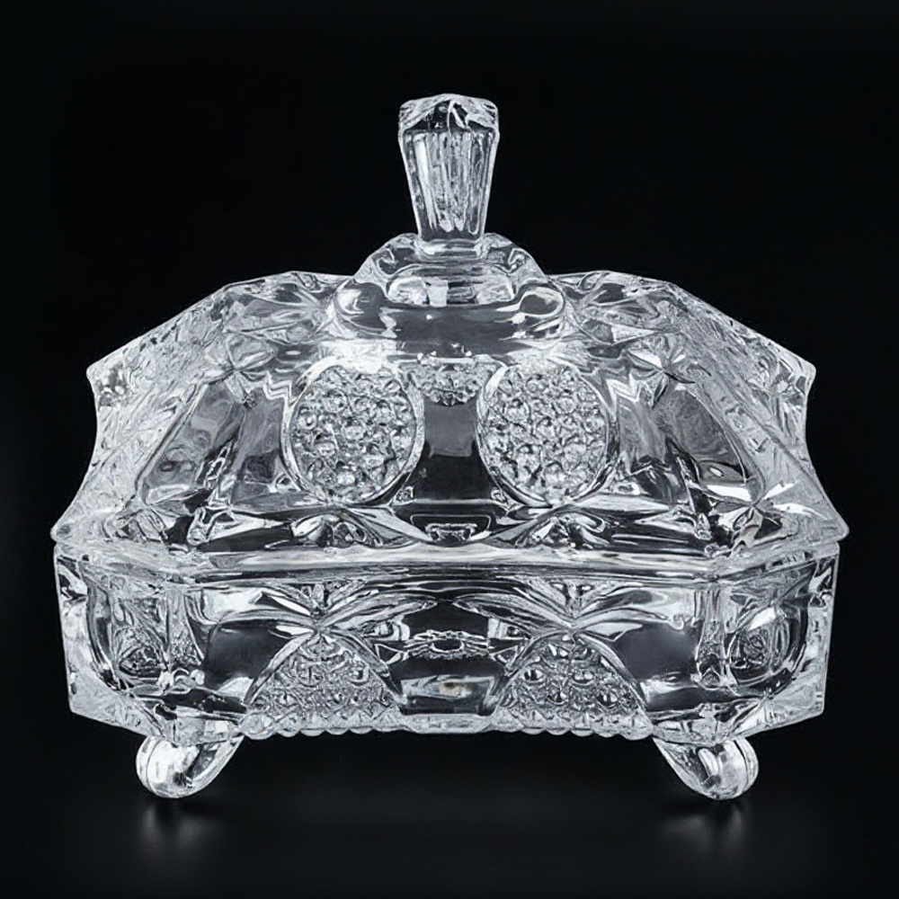 Конфетница PS-03 с крышкой, стекло, 14*12см