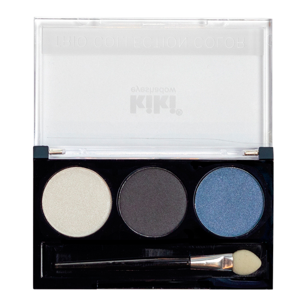 картинка Тени для век Kiki Trio Collection Color палетка 3 оттенка, белые, черные, светло-синие, тон 106 