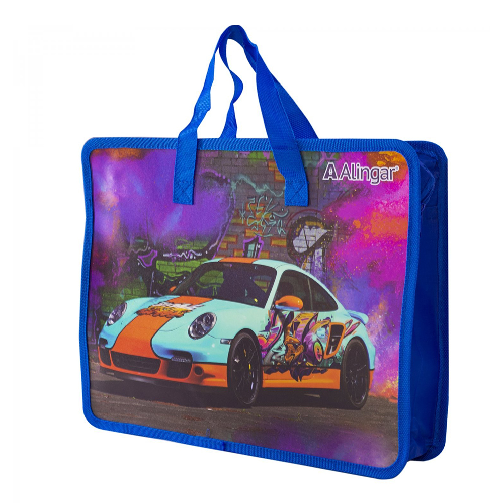 Папка Alingar AL10453 Sportcars, с ручками, на молнии, А4, 265*335*90мм