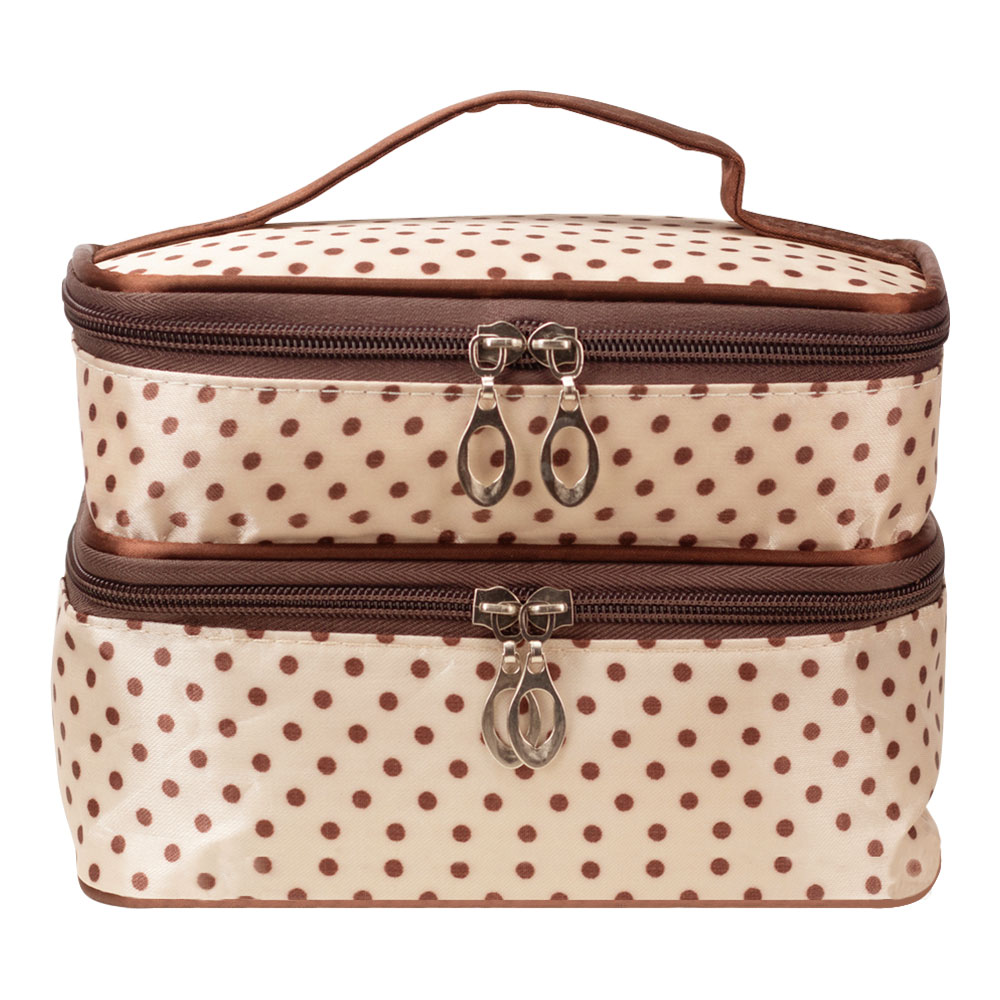 картинка Косметичка сундучок 2 яруса 20*11.5*13.5 см, атласная ткань, цвет в ассортименте 