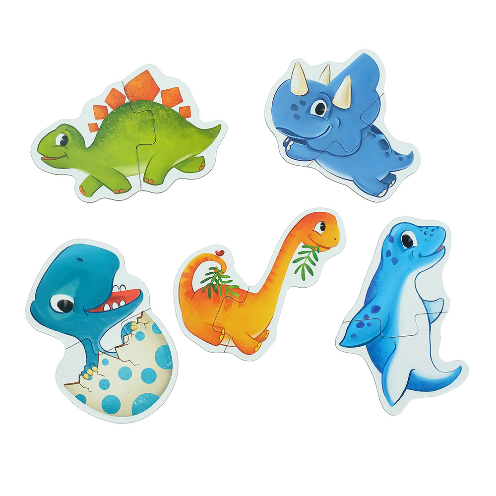 картинка Пазл 4428277 Малыши-динозавры, макси, 5 пазлов, 10 элементов 