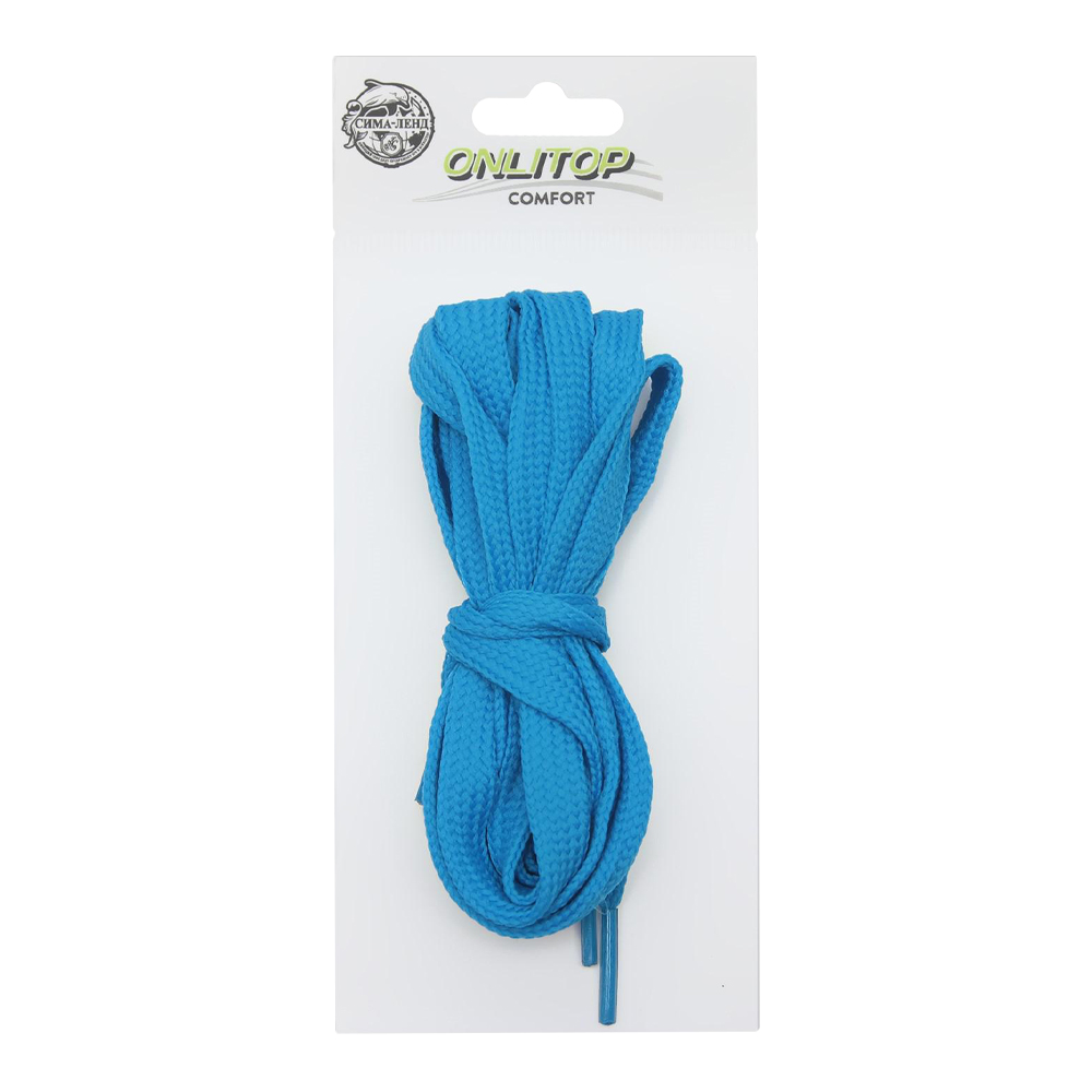 картинка Шнурки для обуви 1512876 плоские, 7 мм, голубой неоновый, 120 см 