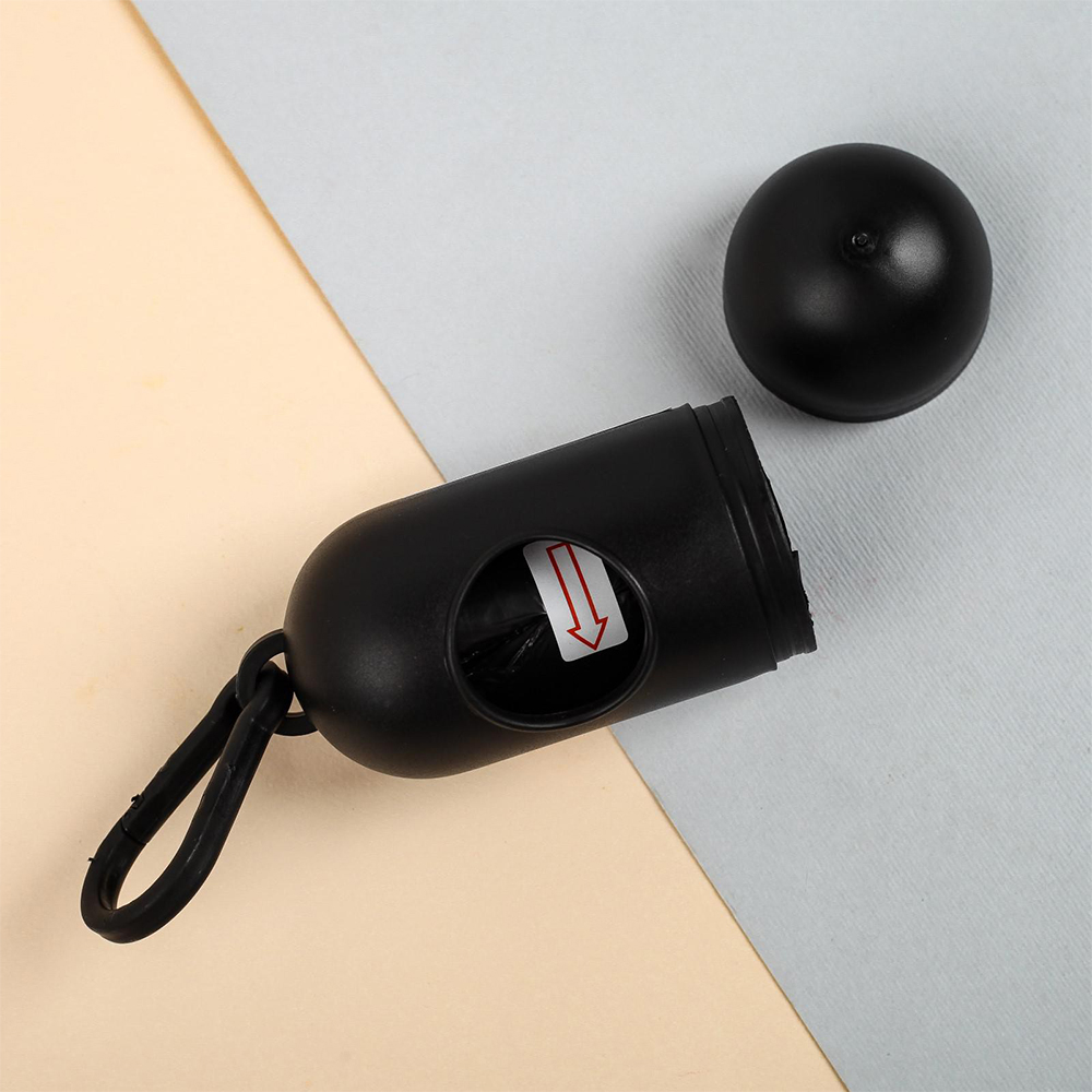 картинка Пакеты для уборки за собаками 4674226 Песик, в контейнере с карабином, 9*9*4см, 15 шт 