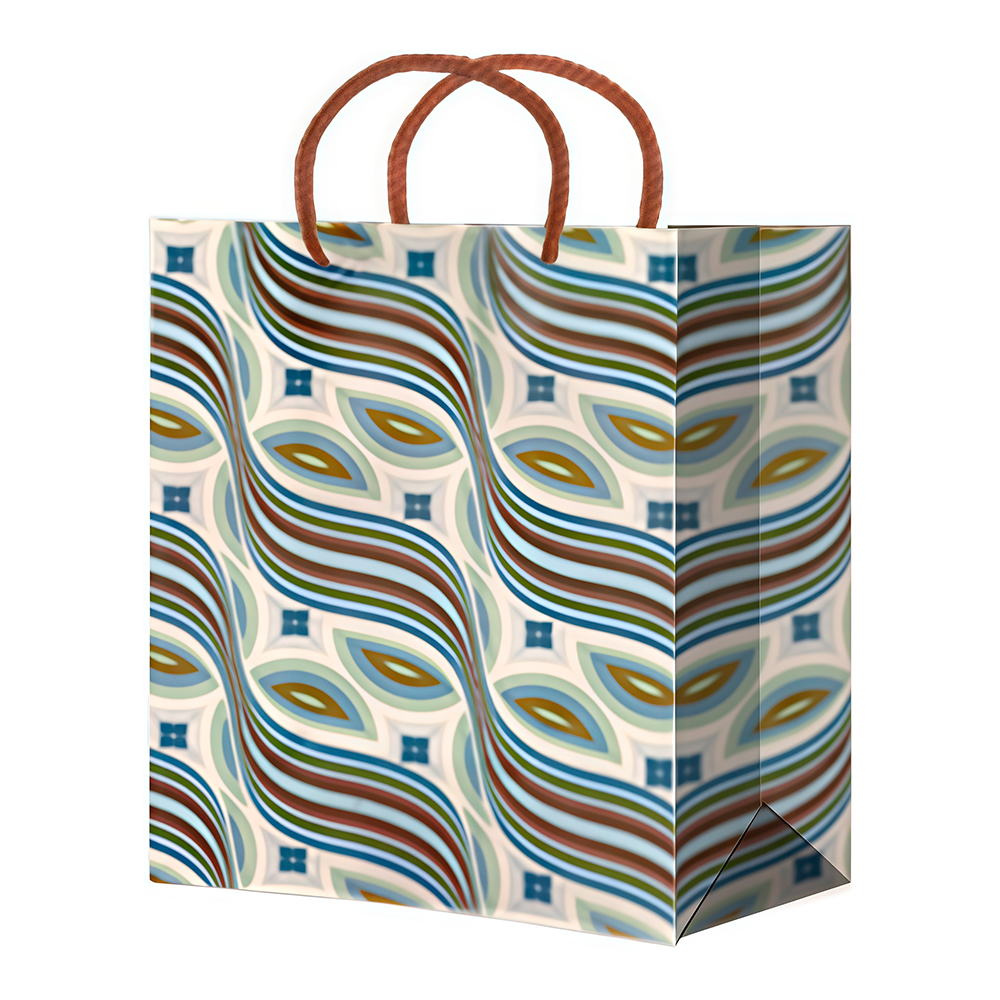 Пакет подарочный М-201/202/203/204/205 бумажный, Узоры, полосы 18*22*10 см, в ассортименте