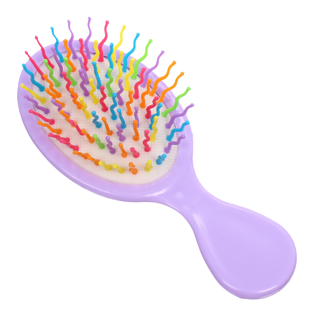 картинка Расческа 215-930 детская массаж,Пончик, разноцвет.зубчики, 14*5,5см, фиолетовый 