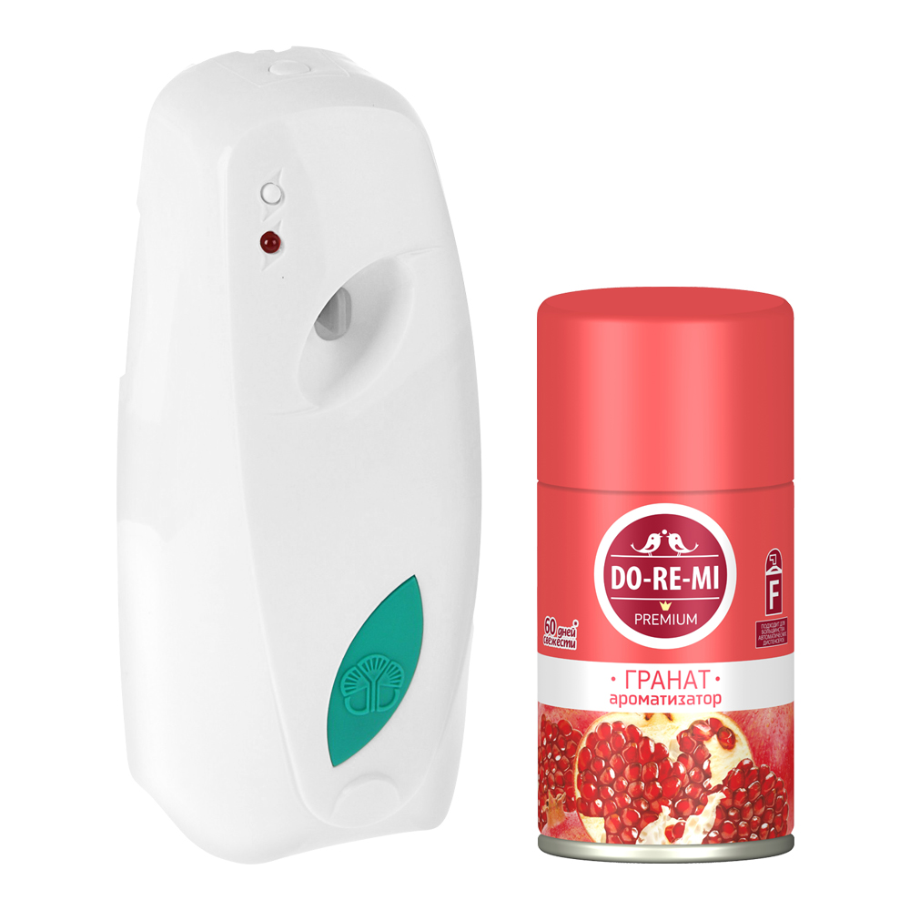 картинка Освежитель воздуха До-Ре-Ми Премиум В комплекте диспенсер/сменный блок, Гранат, 250 мл 