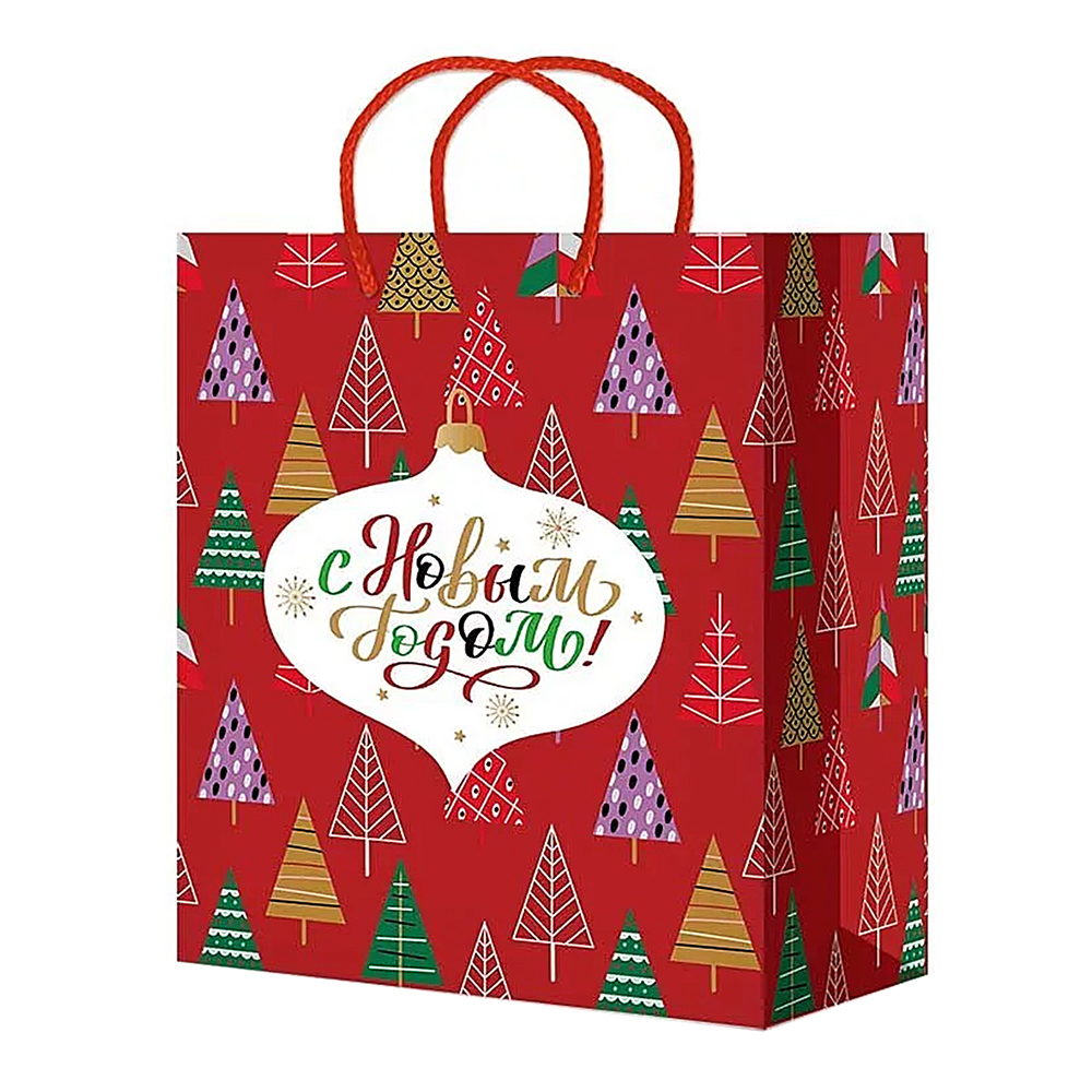 Пакет подарочный М-272/273/274/275/276 новогодний, 5 дизайнов 18*22*10 см, в ассортименте