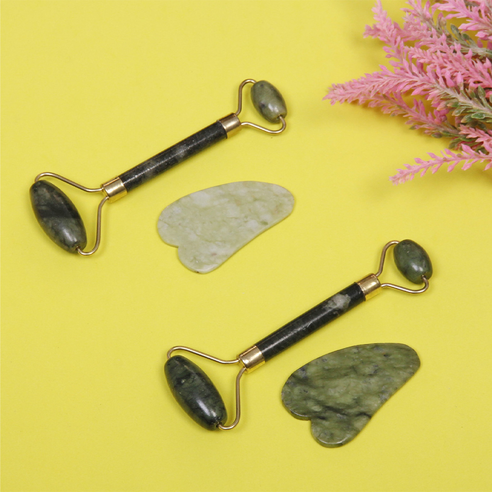 картинка Массажер 213-040 для лица и шеи декольте Gua sha - Яшма, 2 шт, в ассортименте 