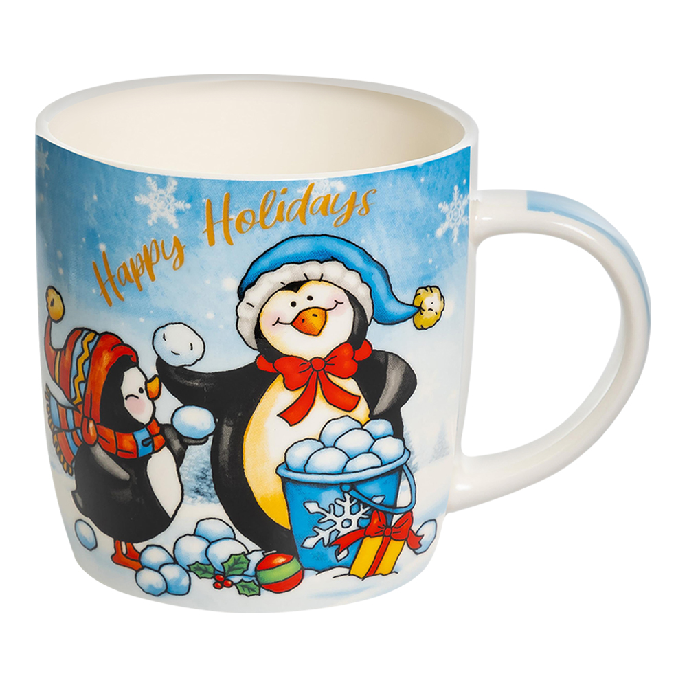 Кружка фарфоровая 223-08007 Пингвины, 4 дизайна, 380 мл