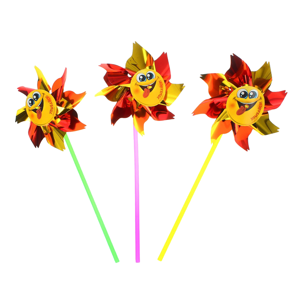 картинка Ветерок 1684665 Улыбайся, смайлик, 36 см, пластик, фольга, в ассортименте 