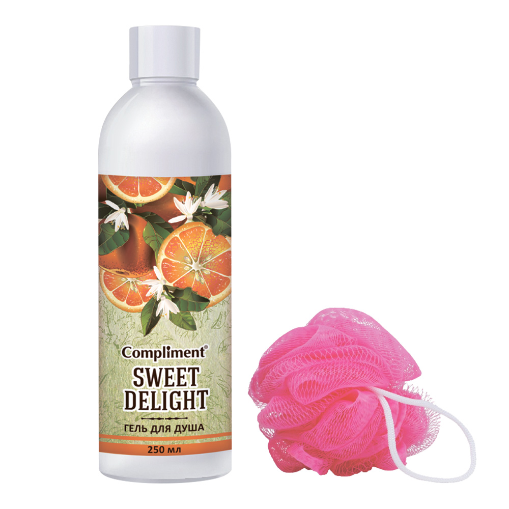картинка Набор подарочный Compliment Sweet Delight №1360 (гель для душа 250 мл + мочалка), женский 