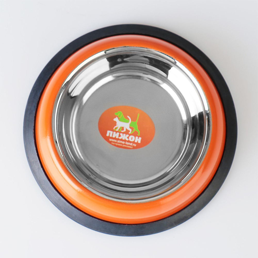 картинка Миска для животных 3720633 нескользящее основание,круглая,оранжевая 230мл 