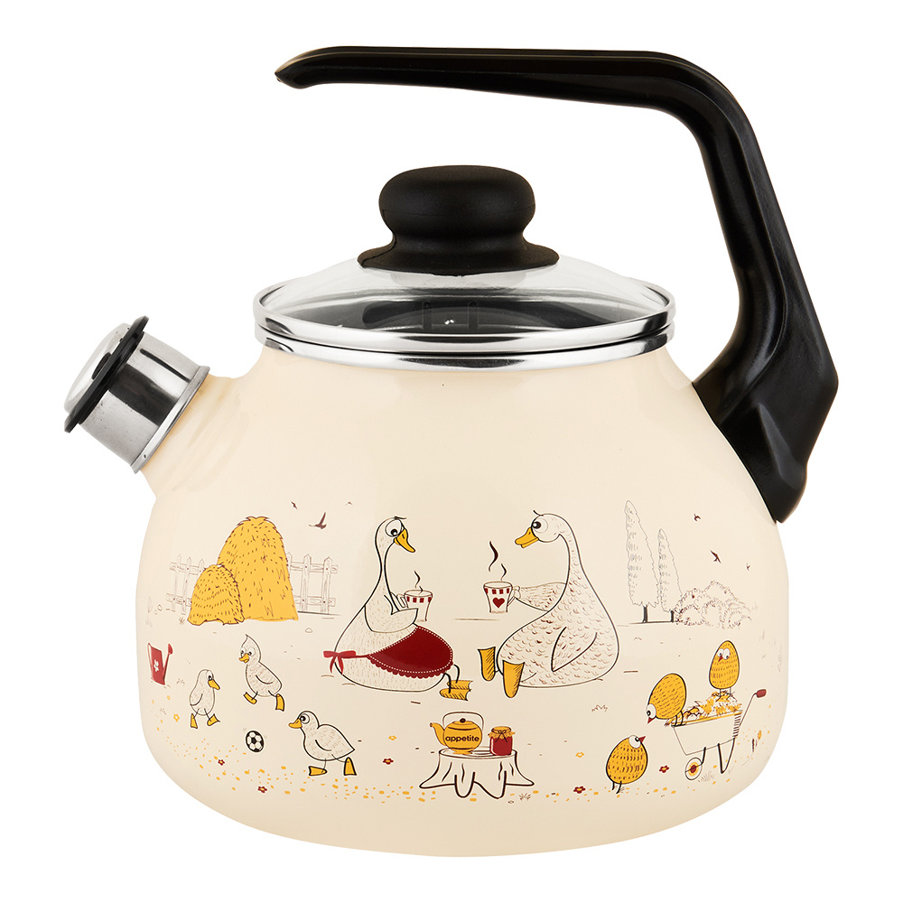 Чайник Appetite 4с209я Подворье, со свистком эмалированный 3 л