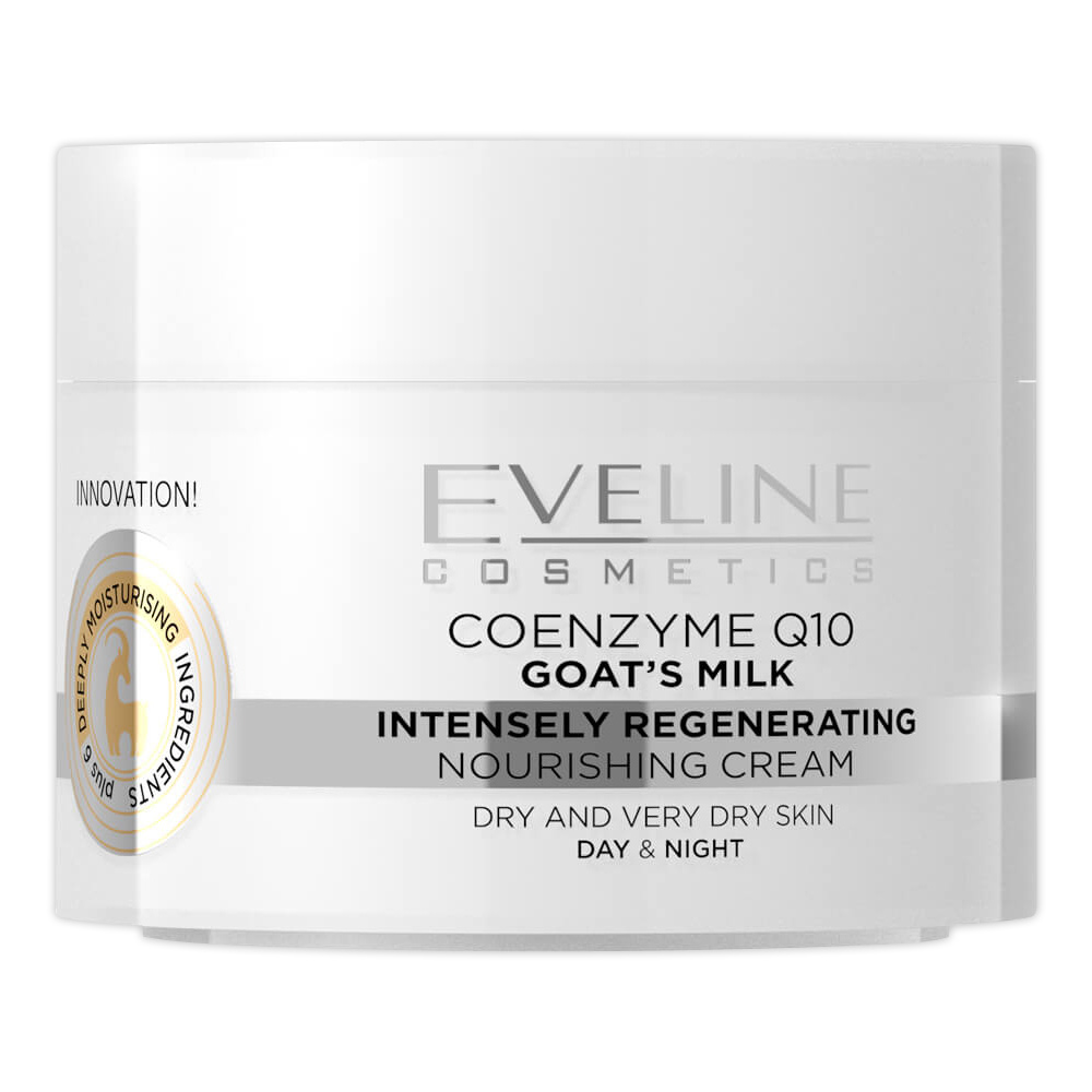 Крем для лица EVELINE Козье Молоко&Коэнзим Q10, Масло какао интенсивная регенерация для сухой кожи, 50 мл