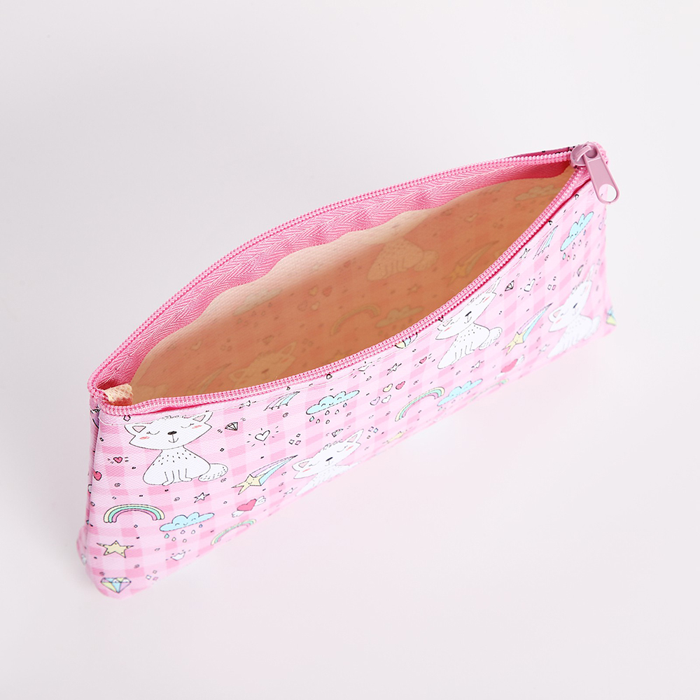 картинка Косметичка 9889432 на молнии 19*2*10 см, искусственная кожа, розовый с рисунком 