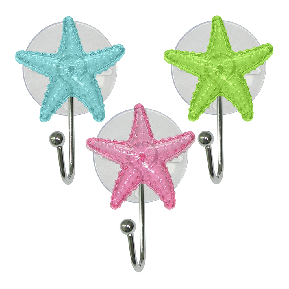 картинка Крючок хромированный TL27-75 Звезда на присоске, в ассортименте, 1 шт 