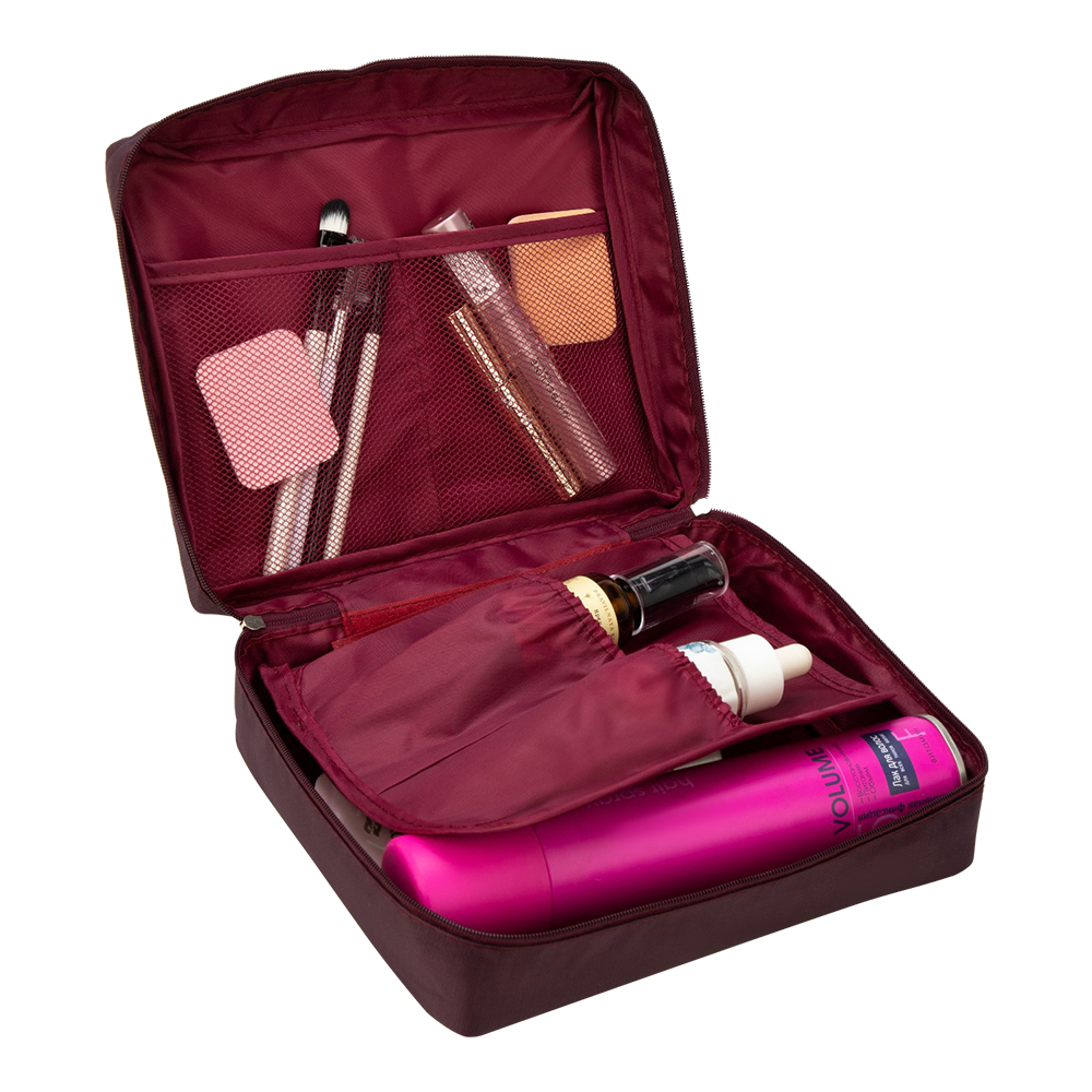 картинка Косметичка 2804931 на молнии 20*8*16,5 см, текстиль, бордовый 