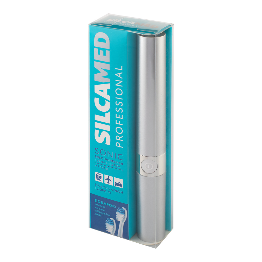 картинка Зубная щетка SILCAMED Dental Proff System Электрическая со сменными насадками, мягкая, 1 шт 