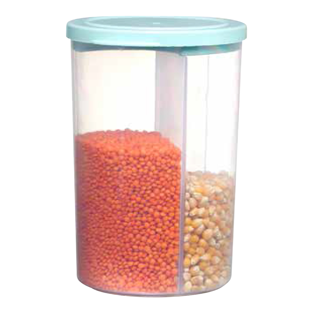 картинка Банка для сыпучих продуктов G-285 разделенный контейнер 3 отдела, полистирол и термопластичный эластомер, прозрачный, 1,5 л 